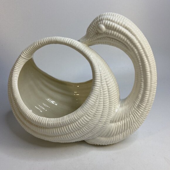 Vtg Atlantic Mold Swan Planter Cachepot Basket White Ceramic Duck Goose - Picture 3 of 6